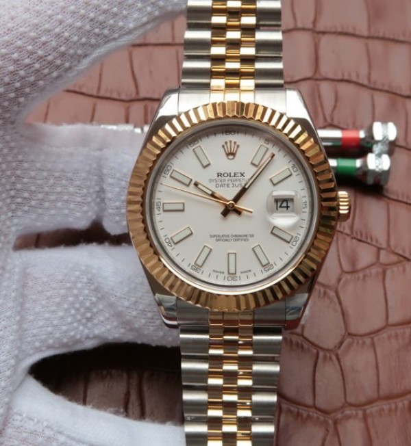 Replica Rolex DateJust 41mm 126333 Noob YG Wrapped White Dial SS/YG Jubilee Bracelet A2836