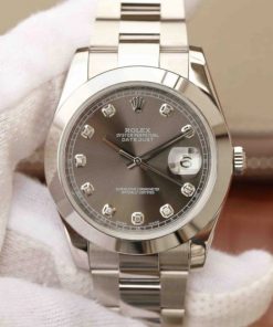 Replica Rolex DateJust 41mm 126300 Noob Gray Dial Diamonds Markers SS Bracelet A3235