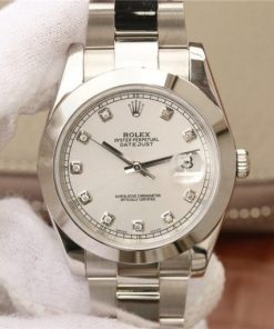 Replica Rolex DateJust 41mm 126300 Noob White Dial Diamonds Markers SS Bracelet A3235