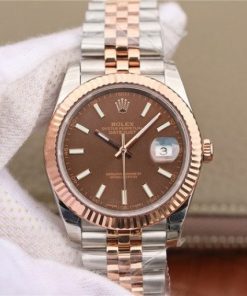 Replica Rolex DateJust 41mm 126331 RG Wrapped Brown Dial SS/RG SS Bracelet A3235