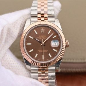 Replica Rolex DateJust 41mm 126331 RG Wrapped Brown Dial SS/RG SS Bracelet A3235