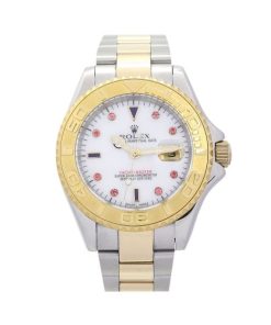 40 MM Steel & Yellow Gold Red Diamond and White dial Replica Rolex Yacht-Master 16623