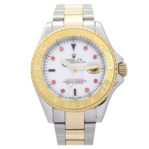40 MM Steel & Yellow Gold Red Diamond and White dial Replica Rolex Yacht-Master 16623
