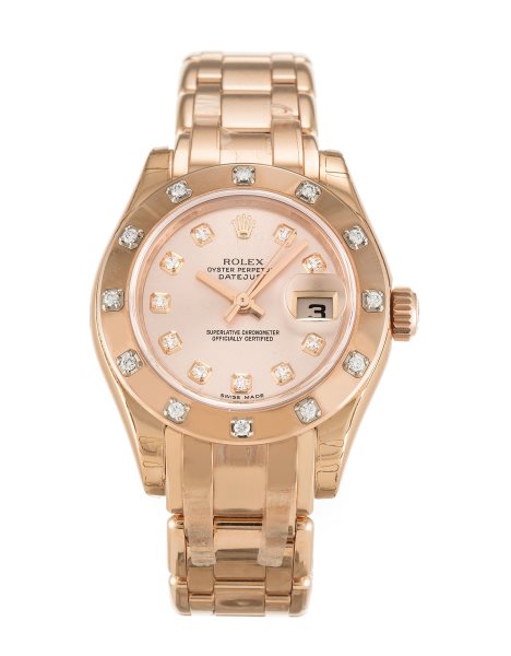 29 MM Rose Gold set with Diamonds Replica Rolex Pearlmaster 80315