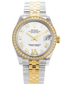 31 MM Gold Plated 316 Grade Stainless Steel Replica Rolex Datejust Diamond Ladies 178383