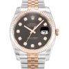 36 MM Steel & Rose Gold Black Diamond Replica Rolex Datejust 116231