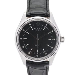 25 MM Ladies Quartz Black dial Replica Rolex Cellini 4233/8