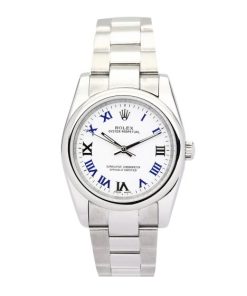 31 MM Steel Blue Roman Numeral and white dial Replica Rolex Lady Oyster Perpetual 177200