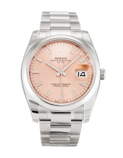 34 MM Steel (Oyster) Salmon Baton Replica Rolex Oyster Perpetual Date 115200