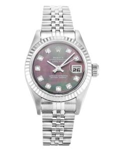 26 MM Steel & White Gold Mother of Pearl Diamond Replica Rolex Datejust Lady 79174