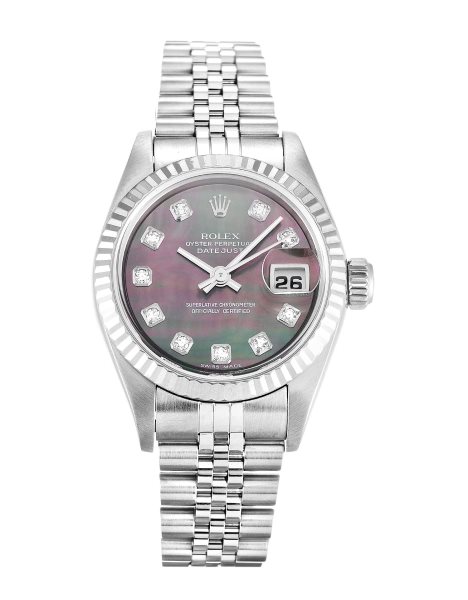 26 MM Steel & White Gold Mother of Pearl Diamond Replica Rolex Datejust Lady 79174
