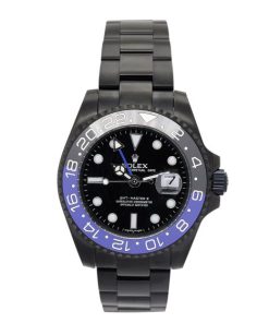 38 MM Black adn blue Steel Black dial Replica Rolex GMT Master 16730