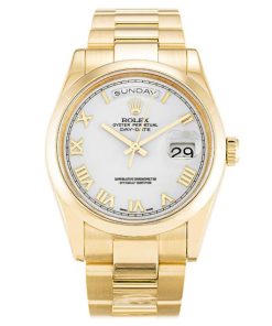 36 MM Yellow Gold (Oyster) Champagne Baton Replica Rolex Day-Date 118208