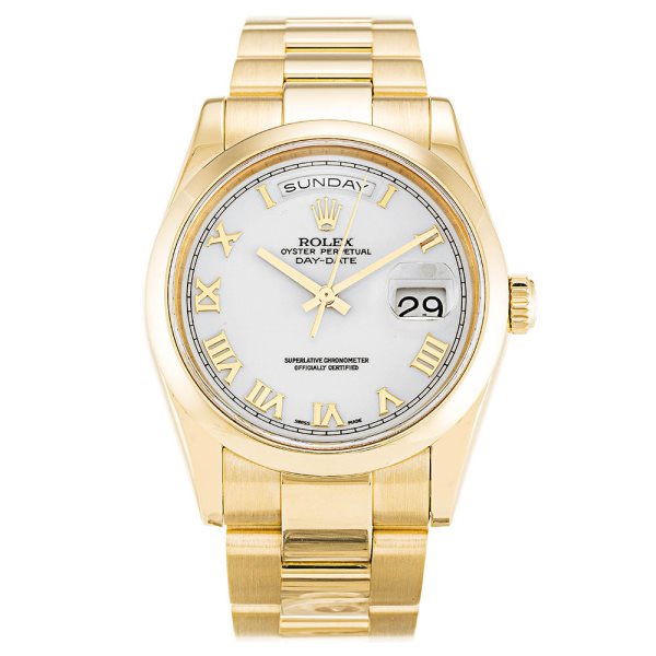 36 MM Yellow Gold (Oyster) Champagne Baton Replica Rolex Day-Date 118208