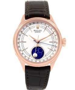 39 MM Rose Gold white dial Replica Rolex Cellini Moonphase 50535