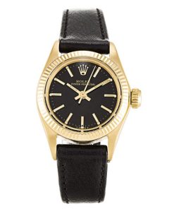 26 MM Yellow Gold Black Baton Replica Rolex Lady Oyster Perpetual 6718
