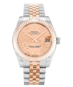 31 MM Steel & Rose Gold Pink Floral Replica Rolex Datejust Mid-Size 178271