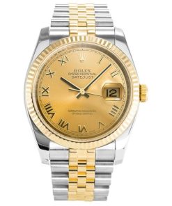 36 MM Gold Plated 316 Grade Stainless Steel Replica Rolex Datejust Roman Numerals 116233